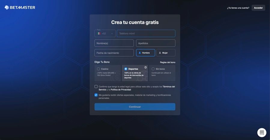 Betmaster Registro
